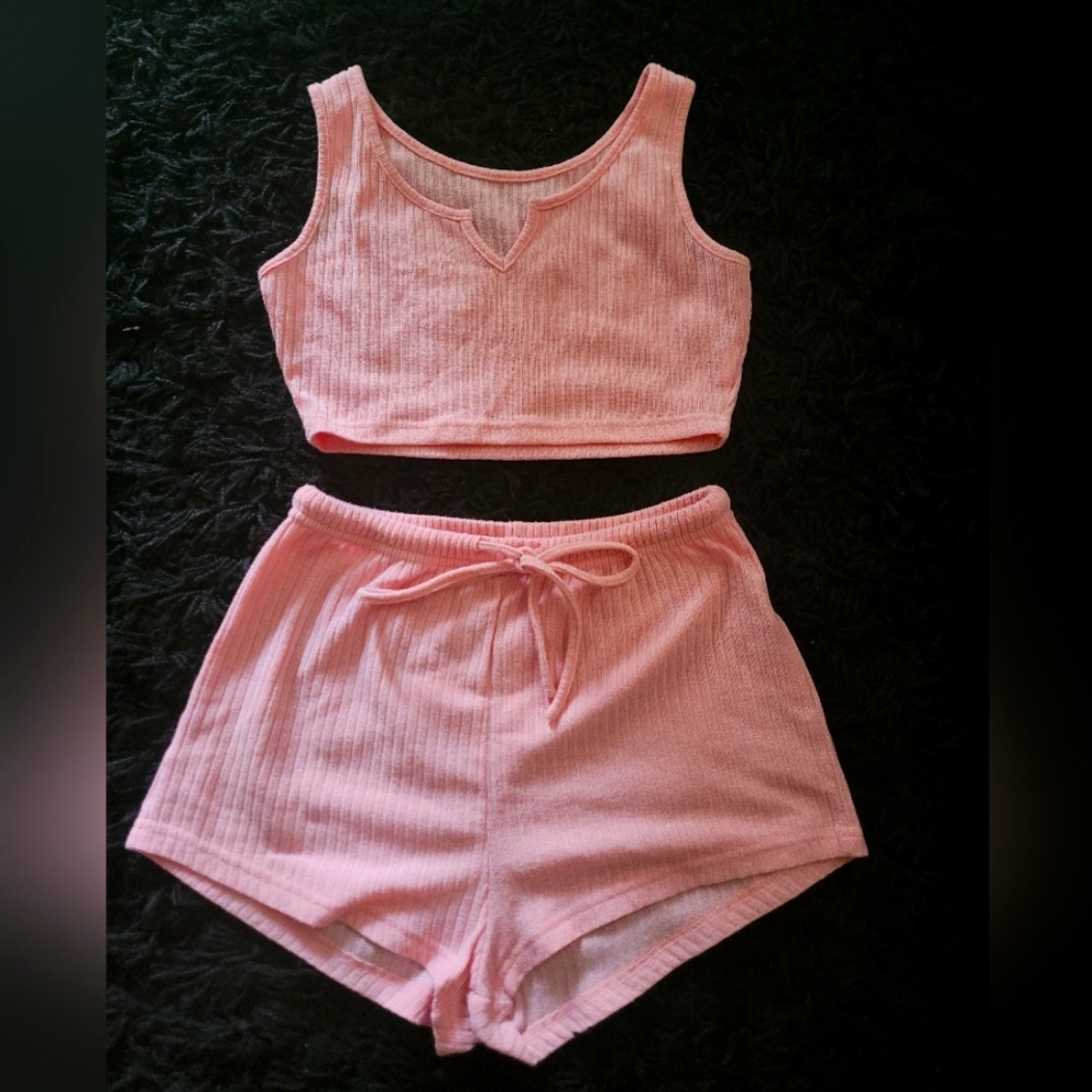Shein Rib-knit notched lounge set